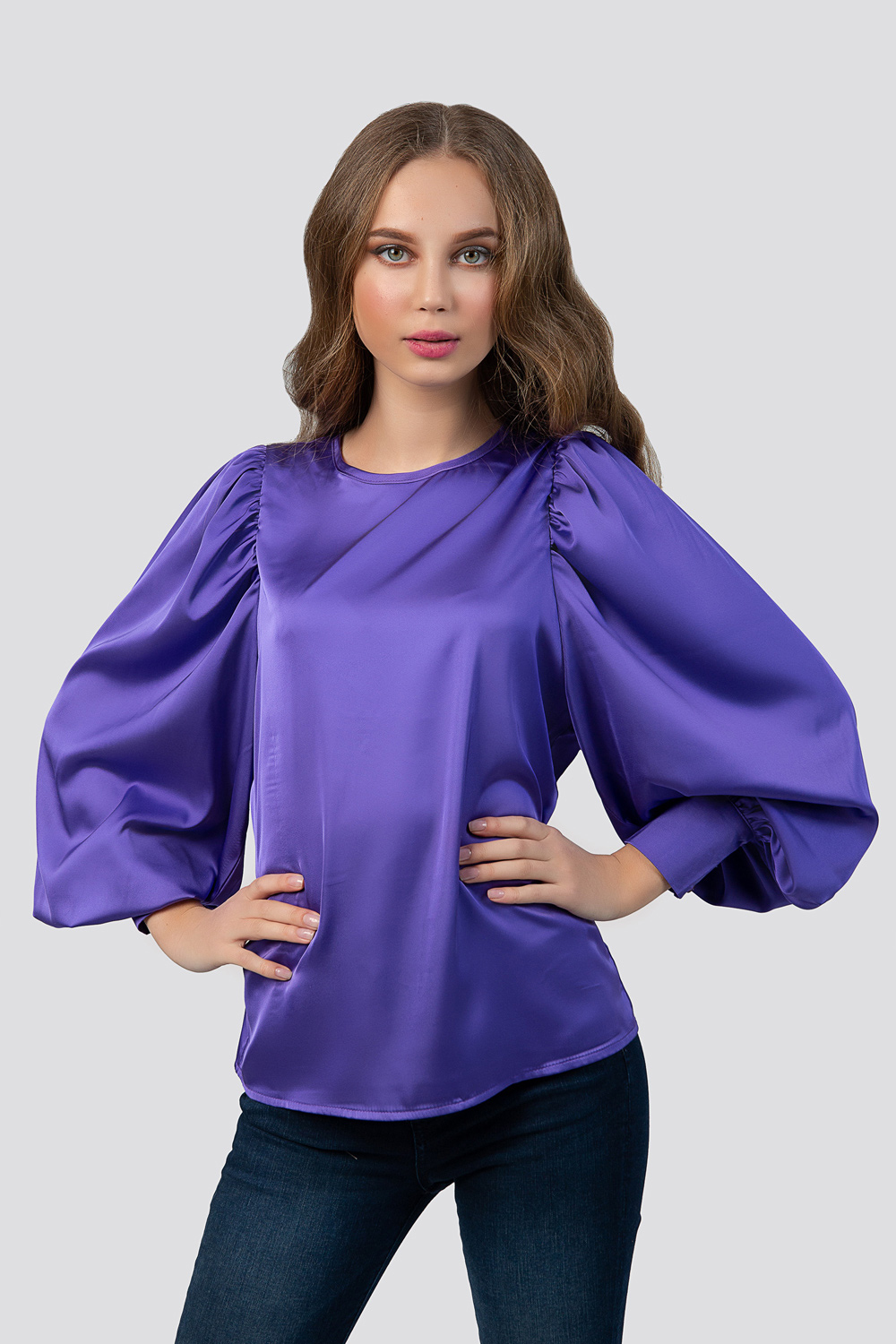 Purple loose fit silk blouse