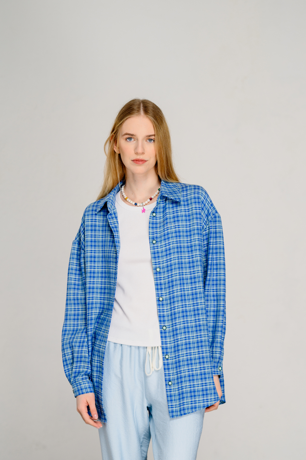 Long oversized shirt in mint color