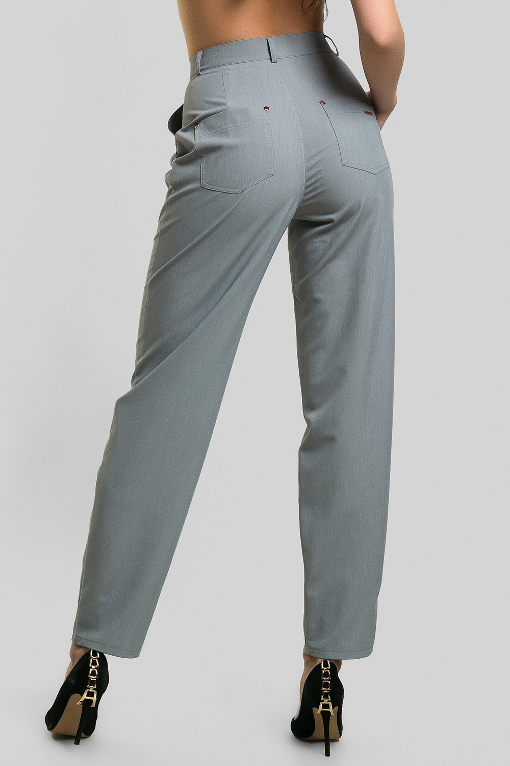 Gray straight trousers