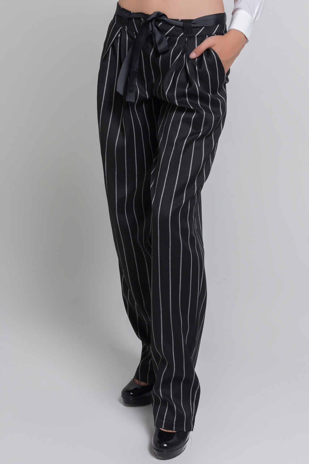 Black striped trousers