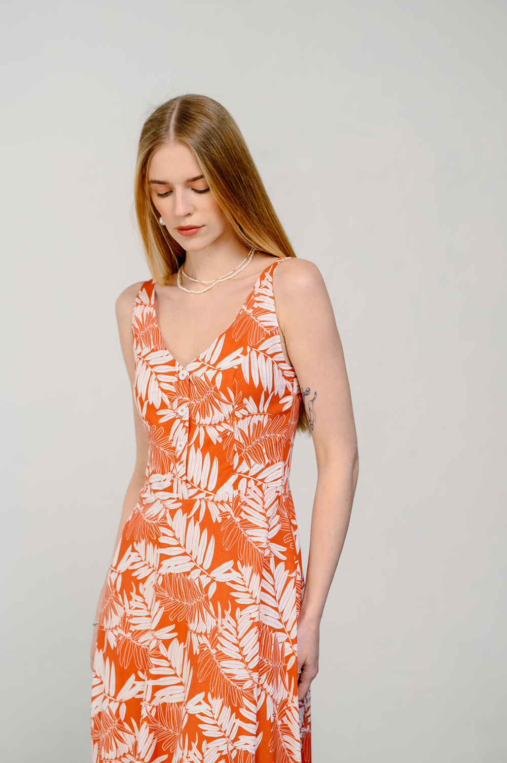 Sundress with adjustable straps in orange