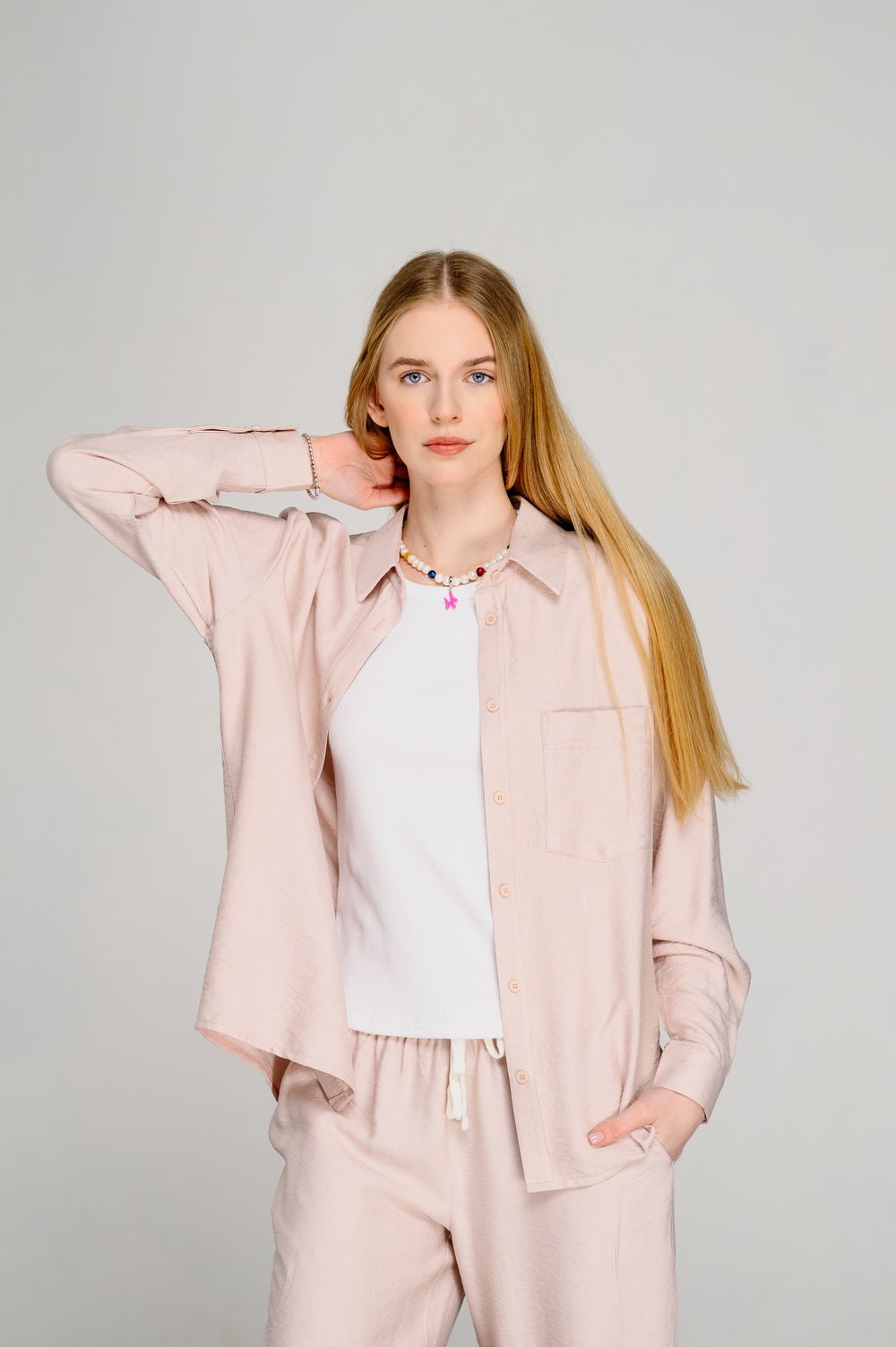Powder colored loose-fit shirt