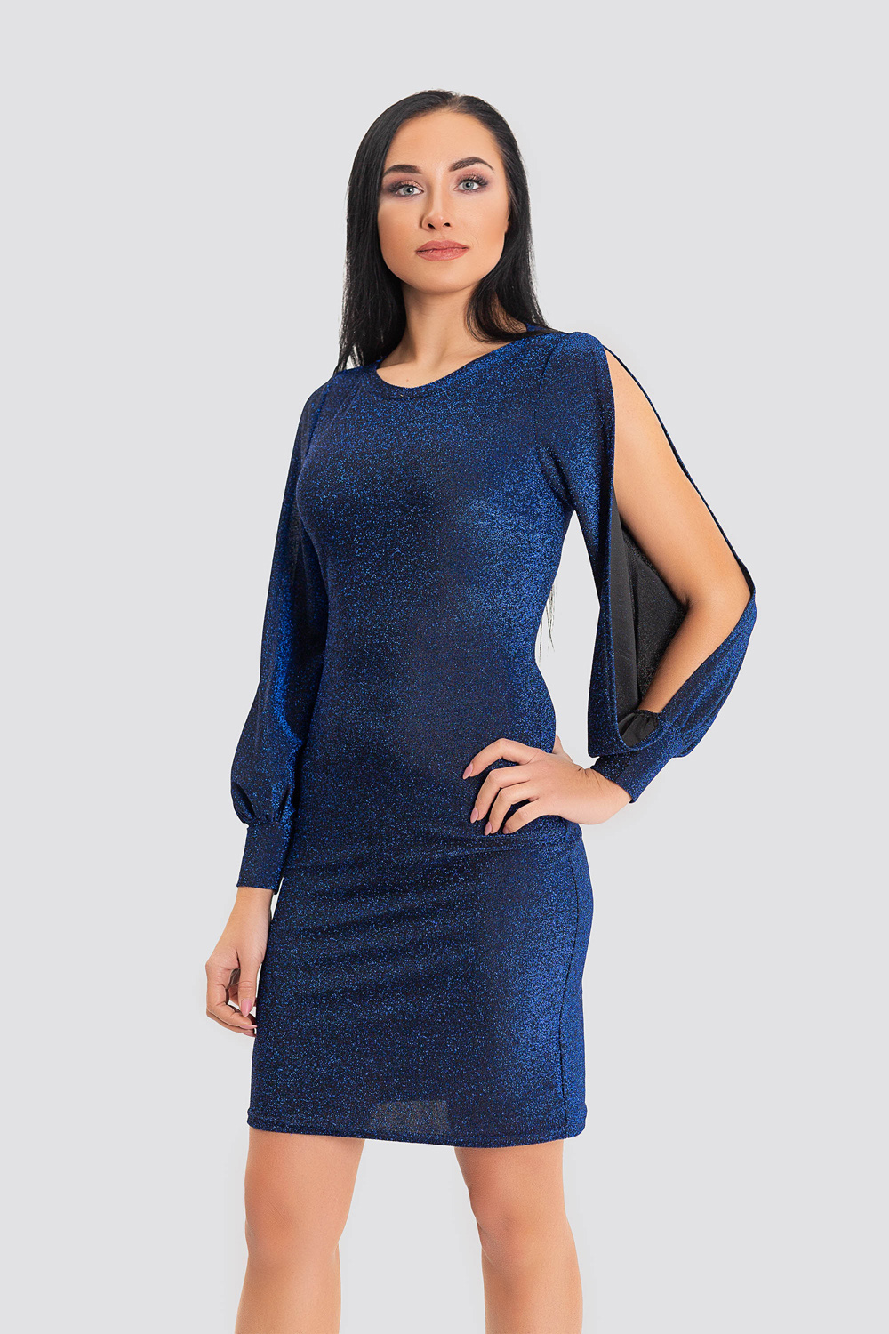 Blue dress with slit sleeves