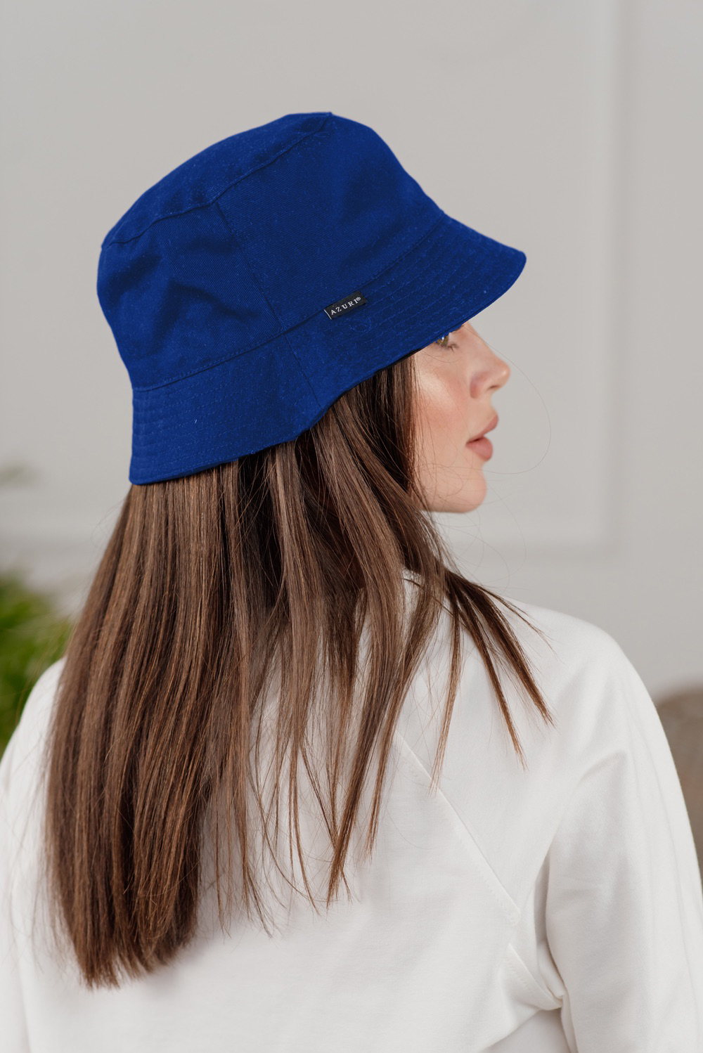 Blue linen hat