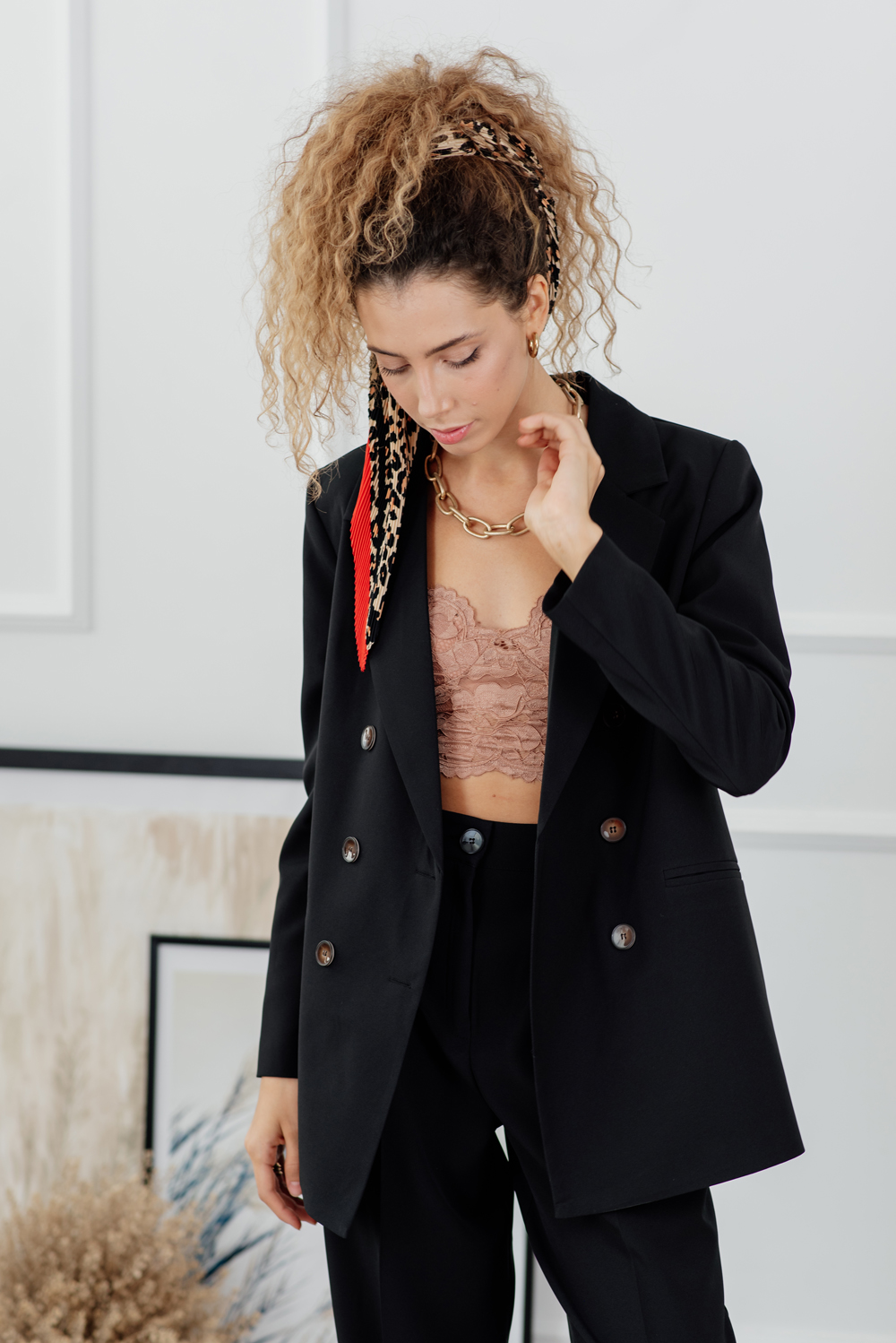Black double-breasted jacket