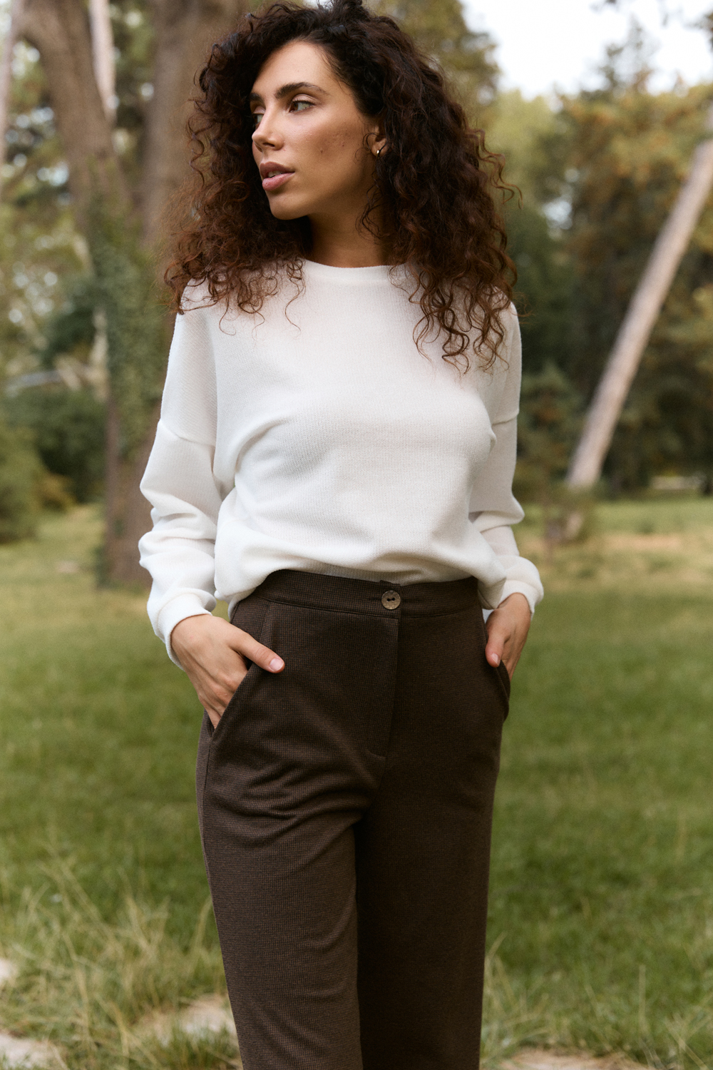 Chocolate straight cut trousers