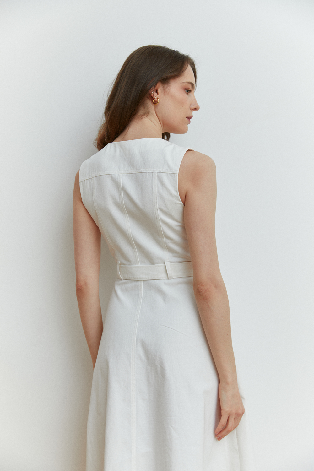 Milky cotton sleeveless dress