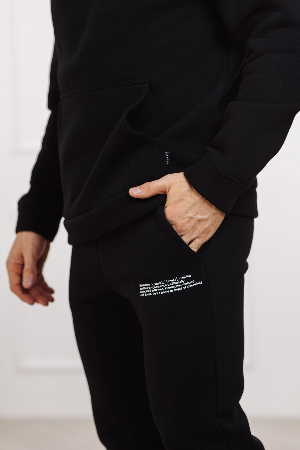 Black elasticated track pants