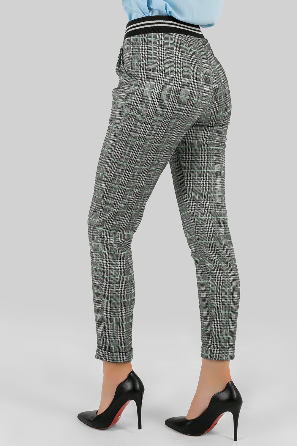 Trousers with elasticated waist in mint colour scheme