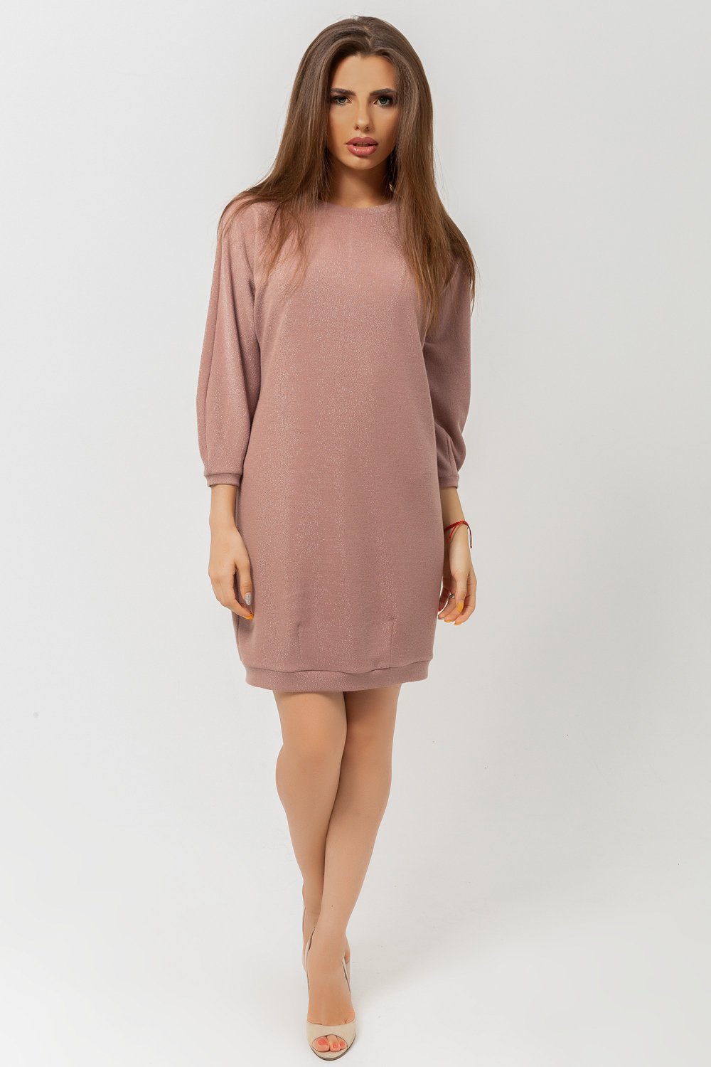 Knitted dress in cappuccino colour