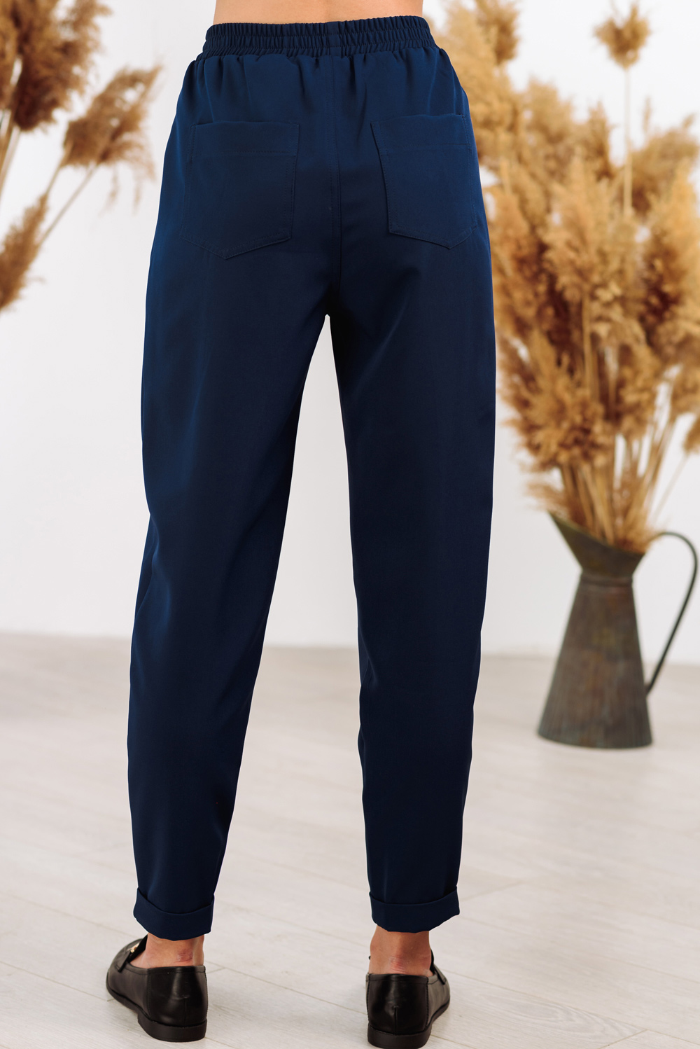 Blue trousers with elastic waist