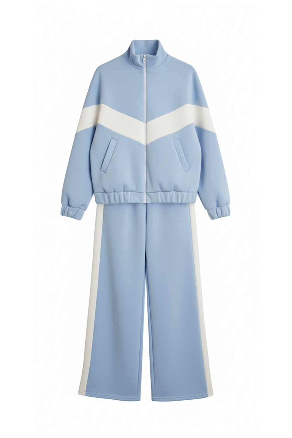 Blue walking suit with stripes