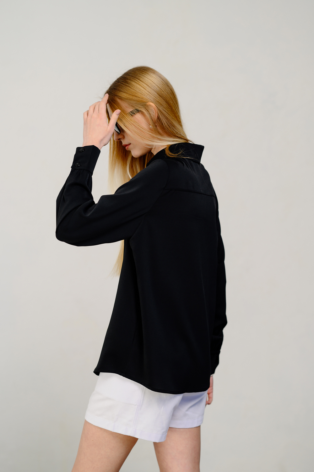 Black blouse in a romantic style