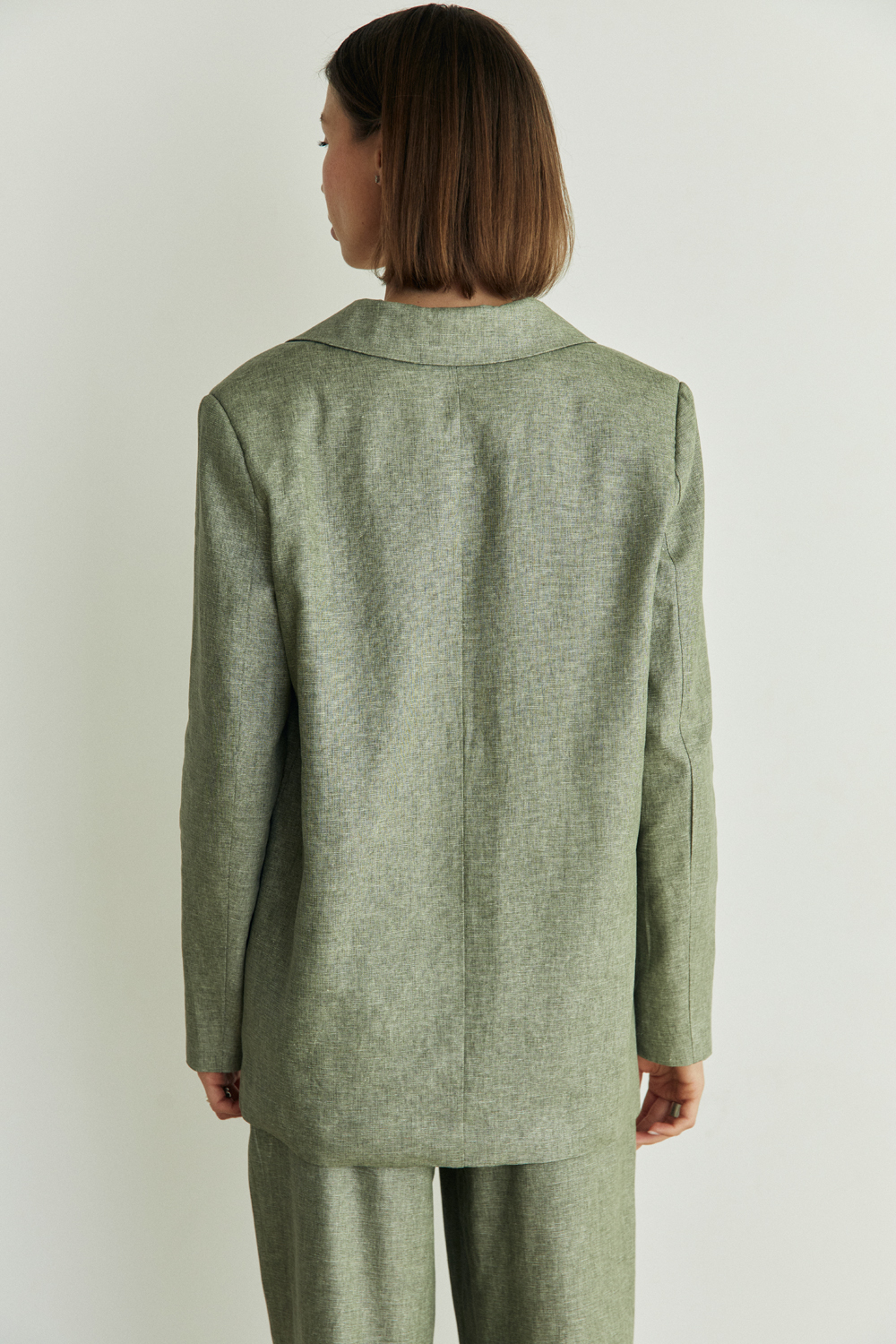 Oversized olive linen jacket