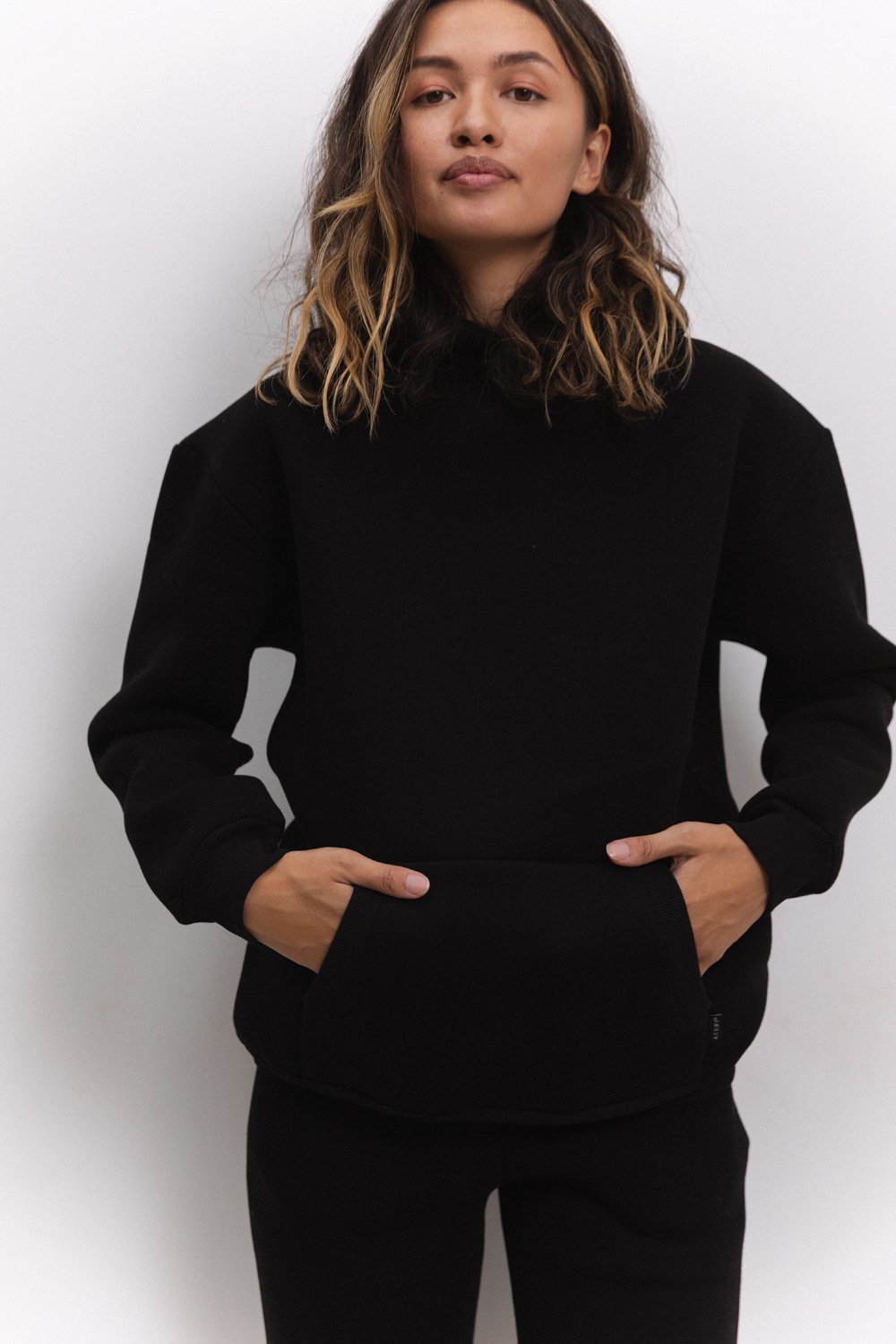 Black sweatshirt with hood