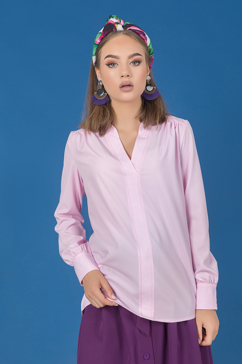 Pink V-Neck Blouse