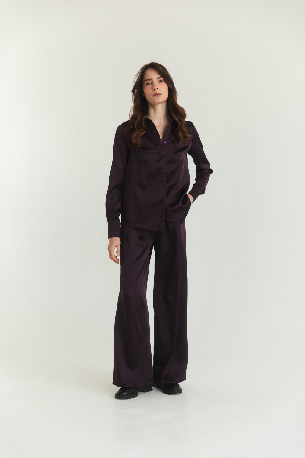 Plum stylish loose fit suit