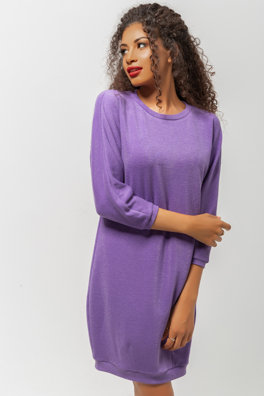 Knitted dress in lavender colour