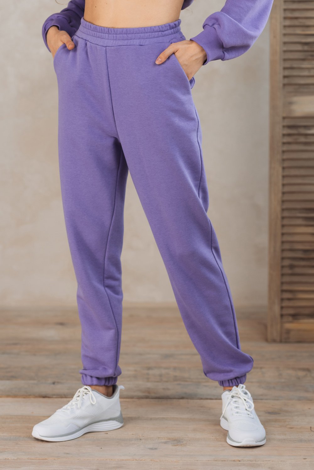 Purple elasticated track pants