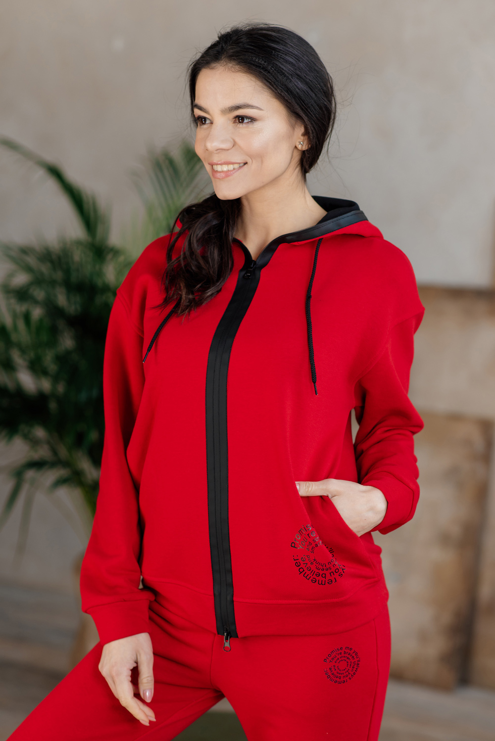 Red zipped sweatshirt