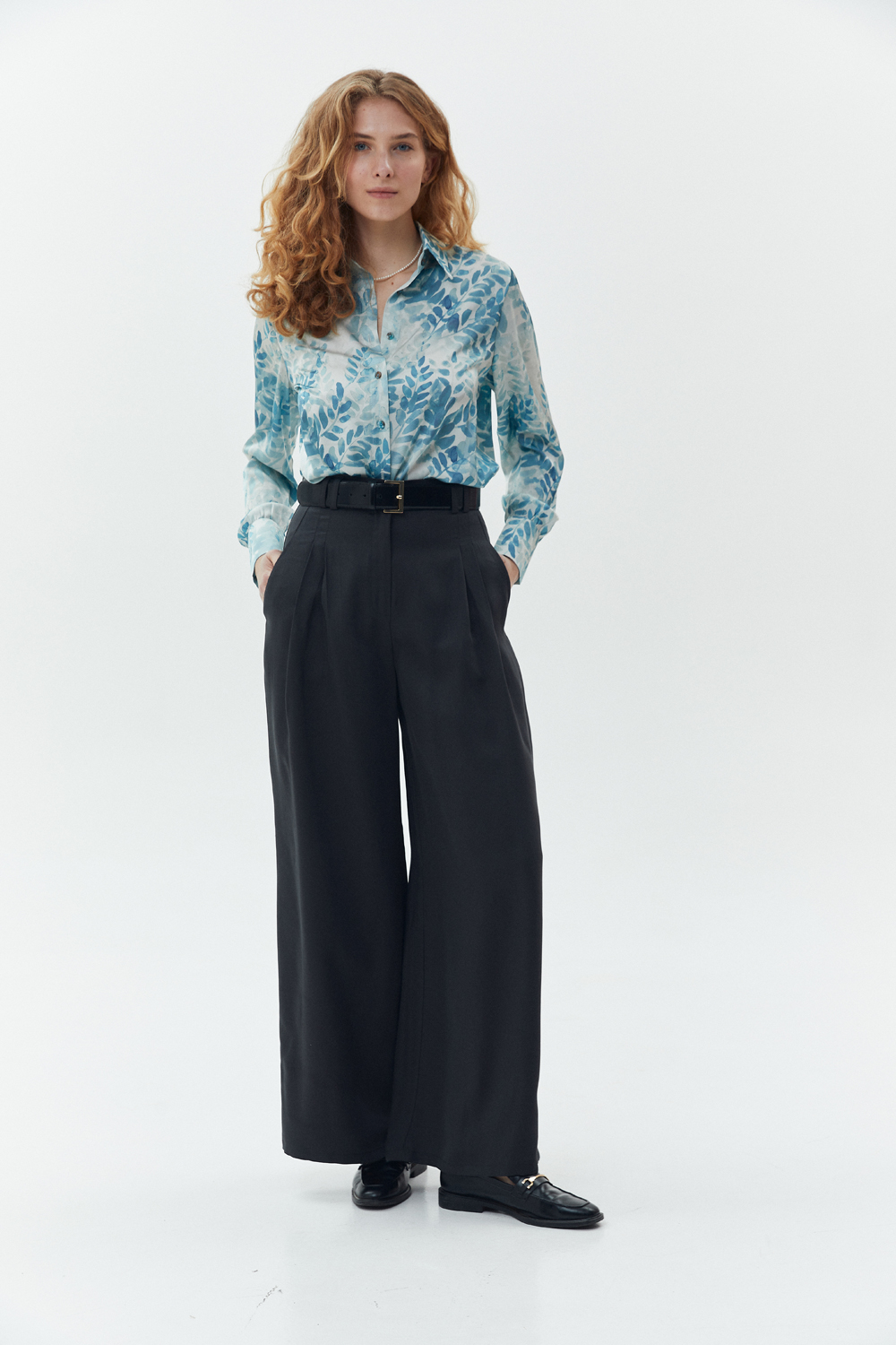 Graphite palazzo pants with pockets