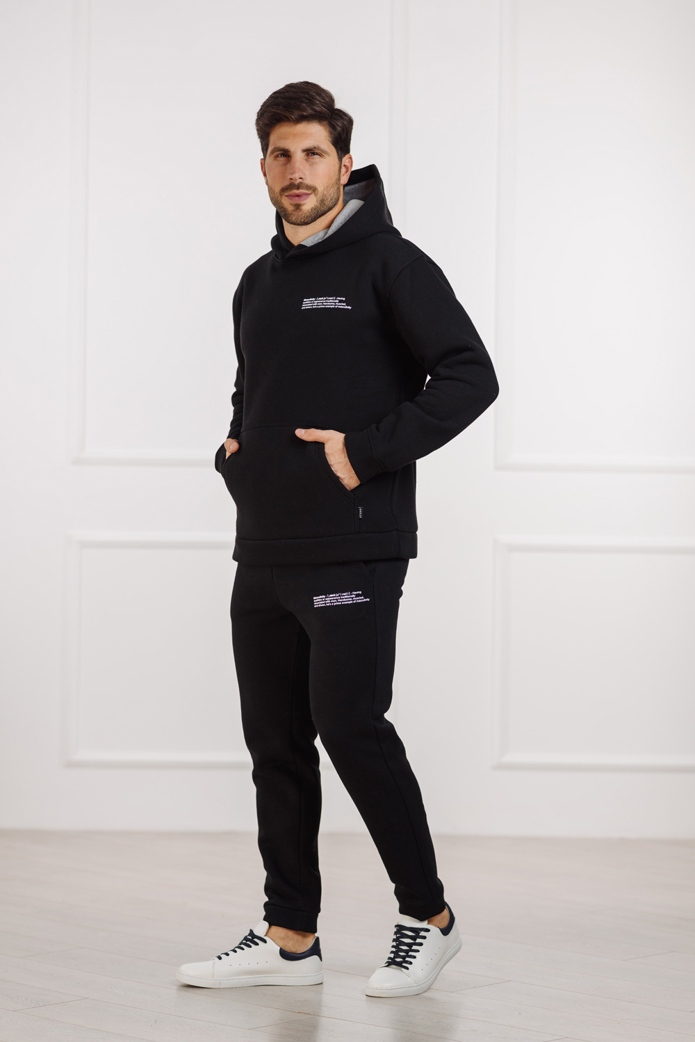 Black elasticated track pants