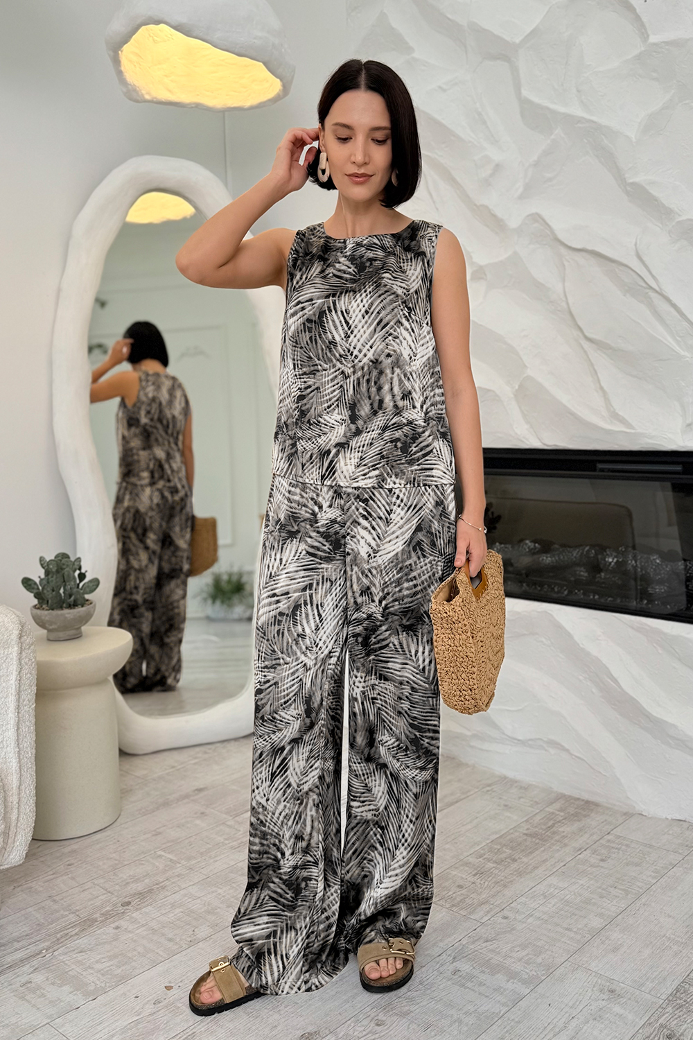 Gray silk suit