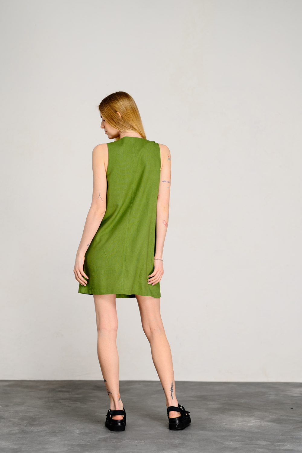 Green linen sundress