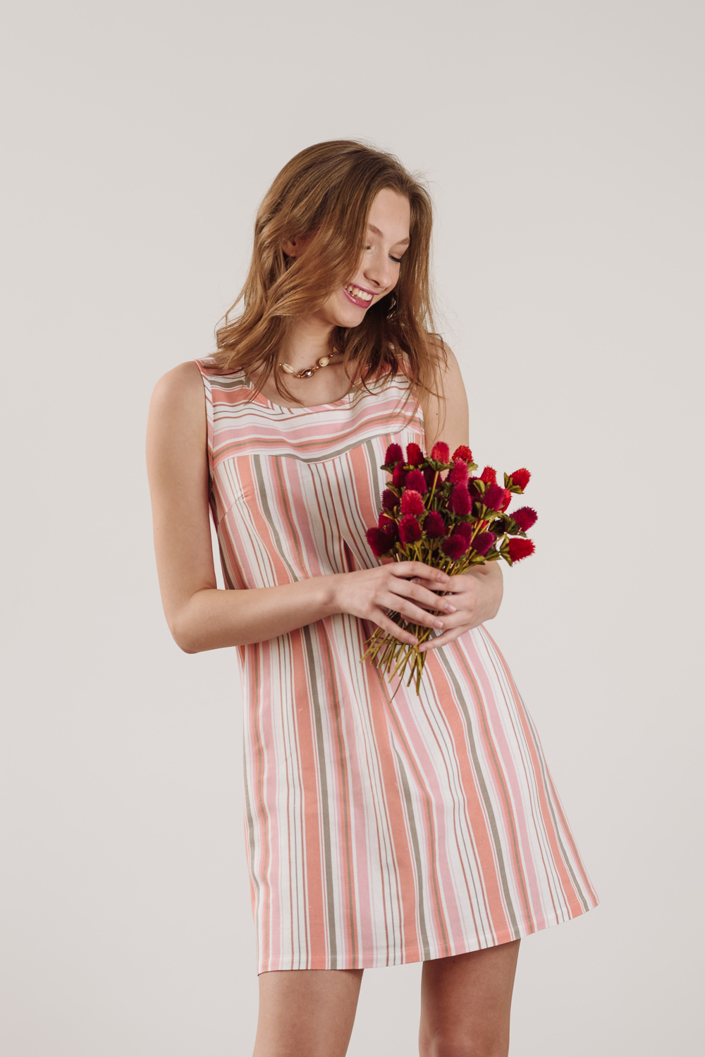 Linen coral dress