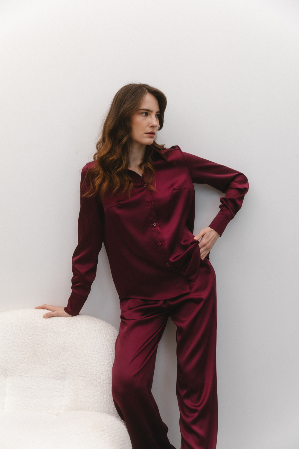 Burgundy stylish loose fit suit