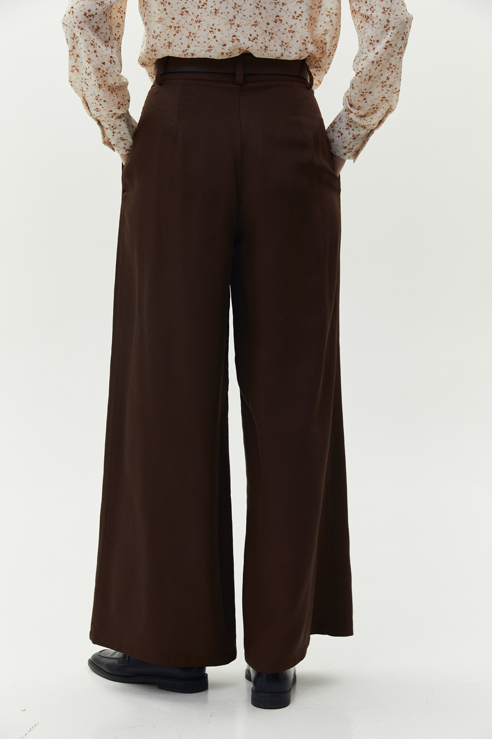 Chocolate palazzo pants with pockets