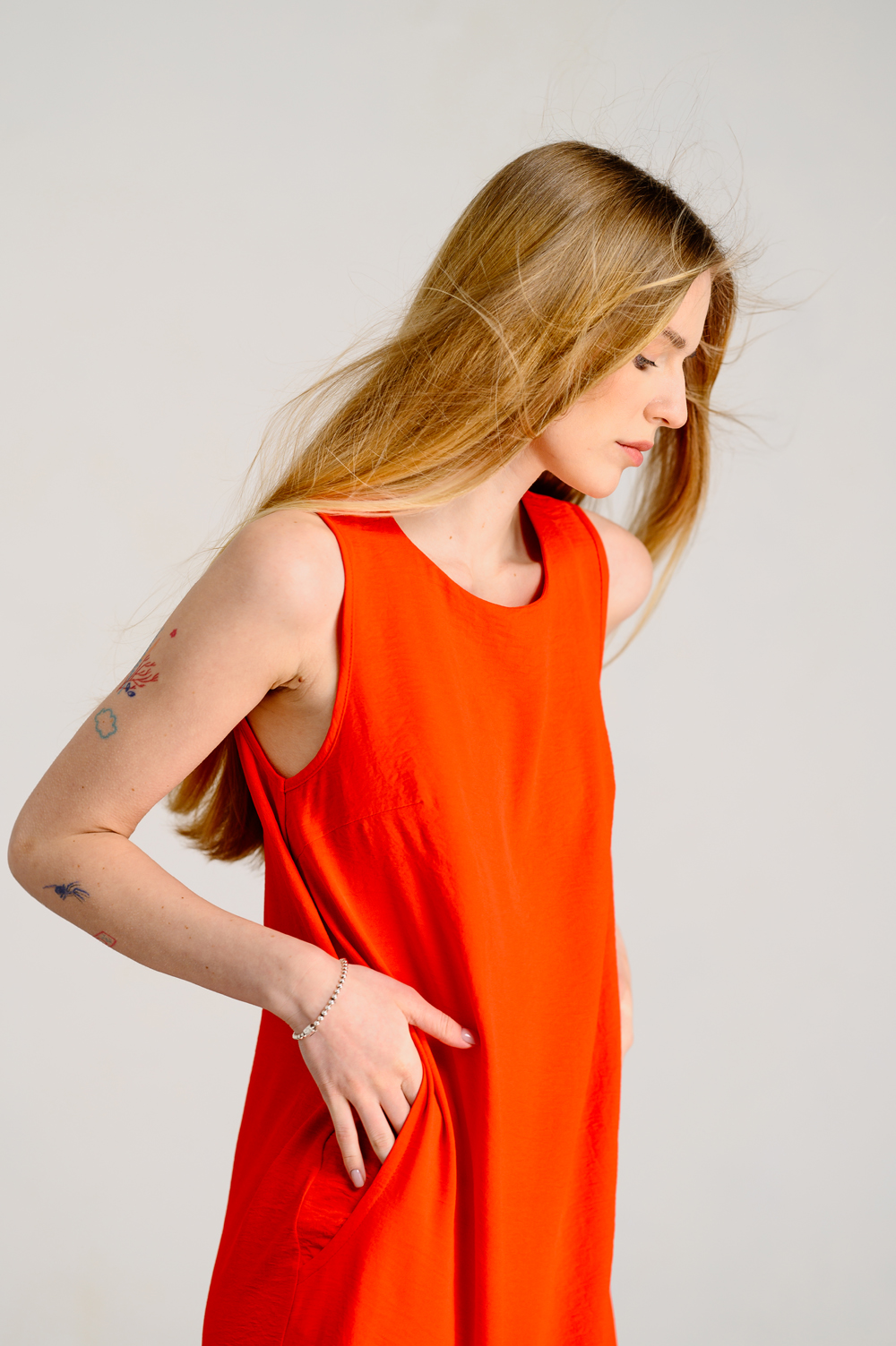 Sicilian Orange Sleeveless Loose Dress