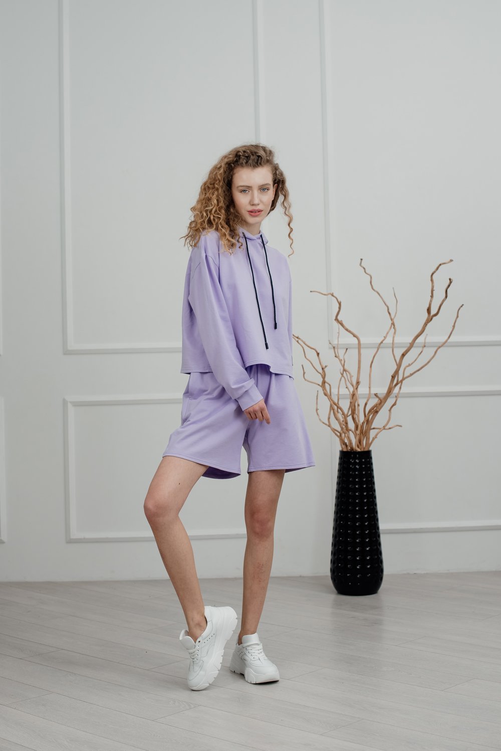Lilac blended cotton jersey suit