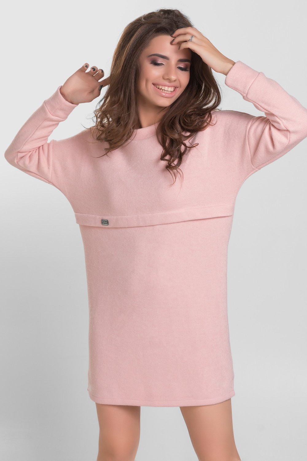 Pink powder-coloured knitted dress