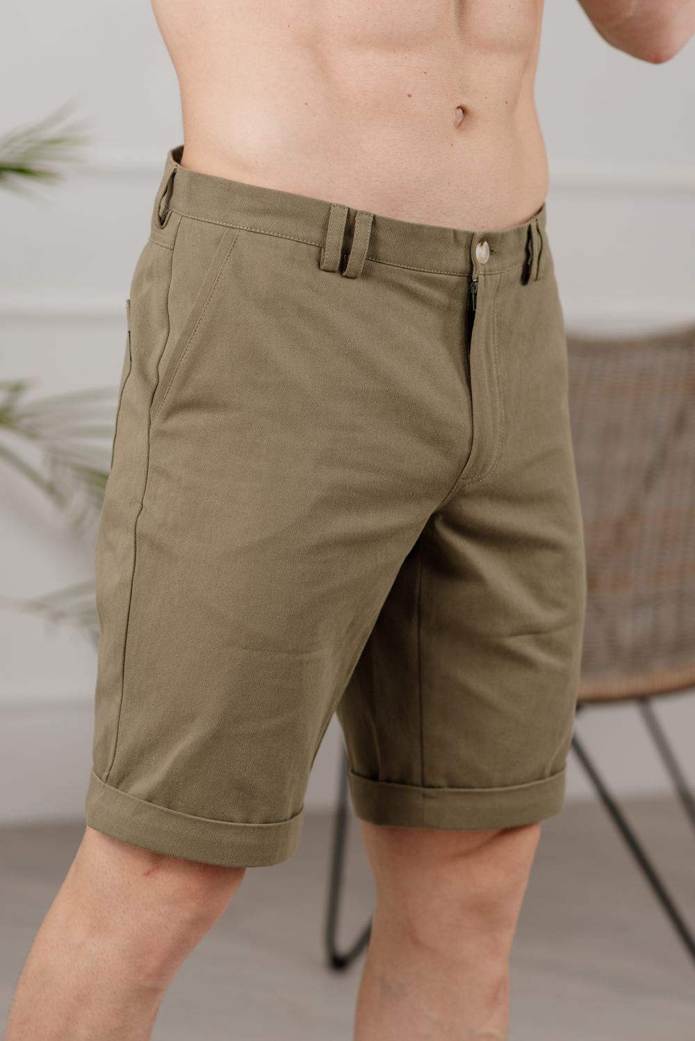 Khaki cotton shorts