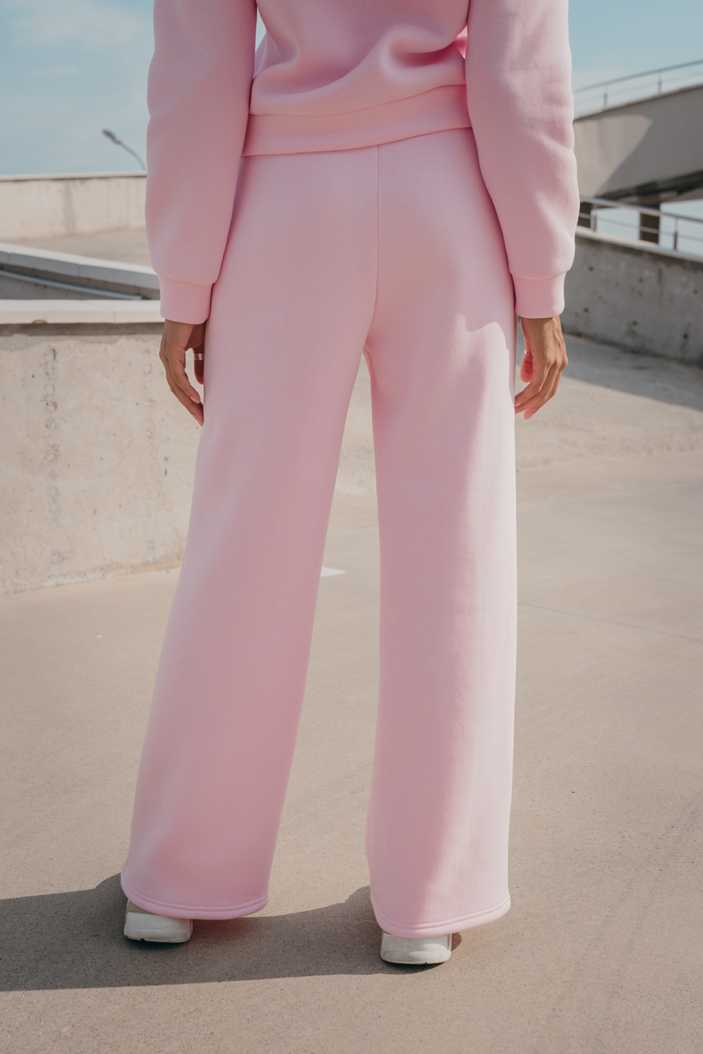 Pink sporty flared trousers