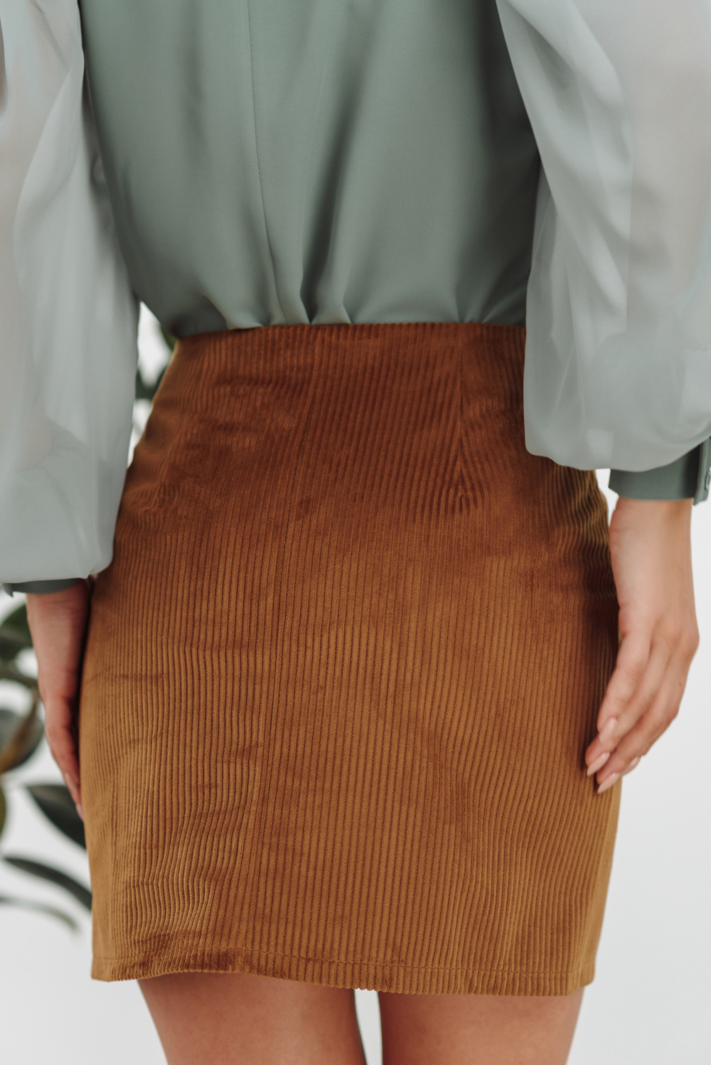 Caramel velvet skirt