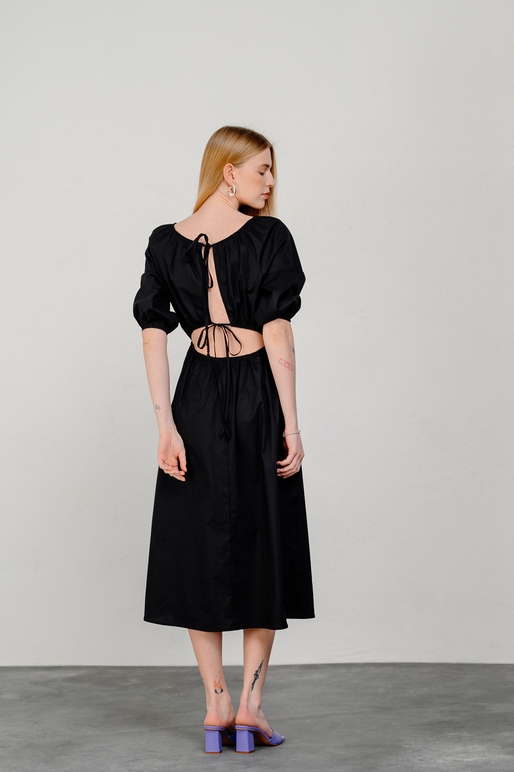 Black Loose Midi Dress