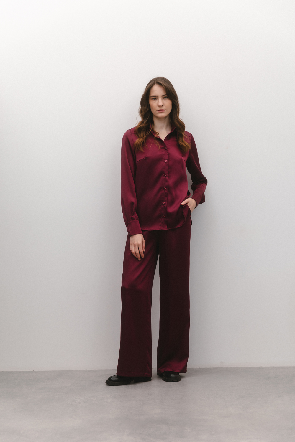 Burgundy stylish loose fit suit