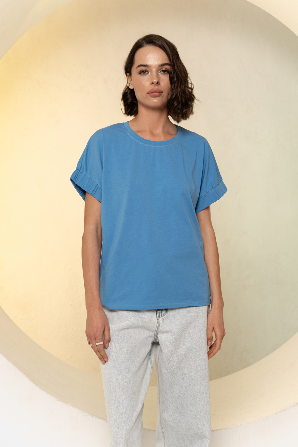 Blue T-shirt with round neck