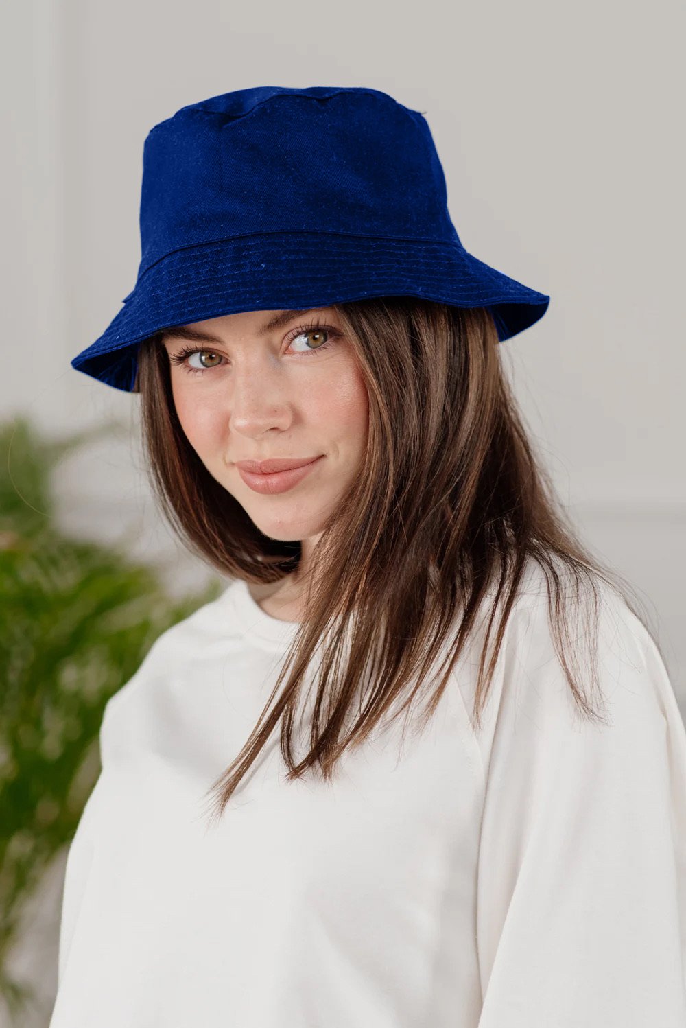 Blue linen hat
