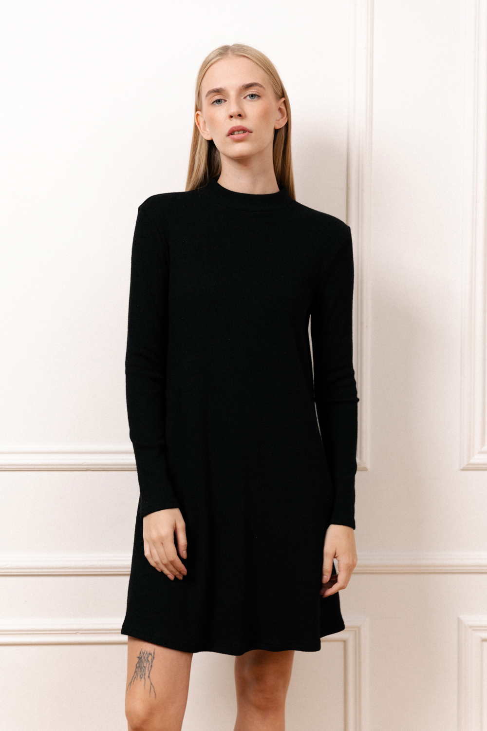 Black knitted shift dress