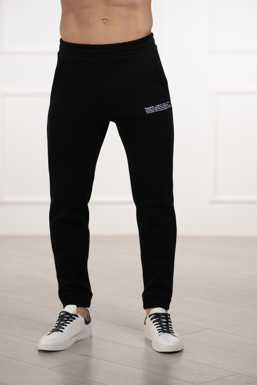 Black elasticated track pants