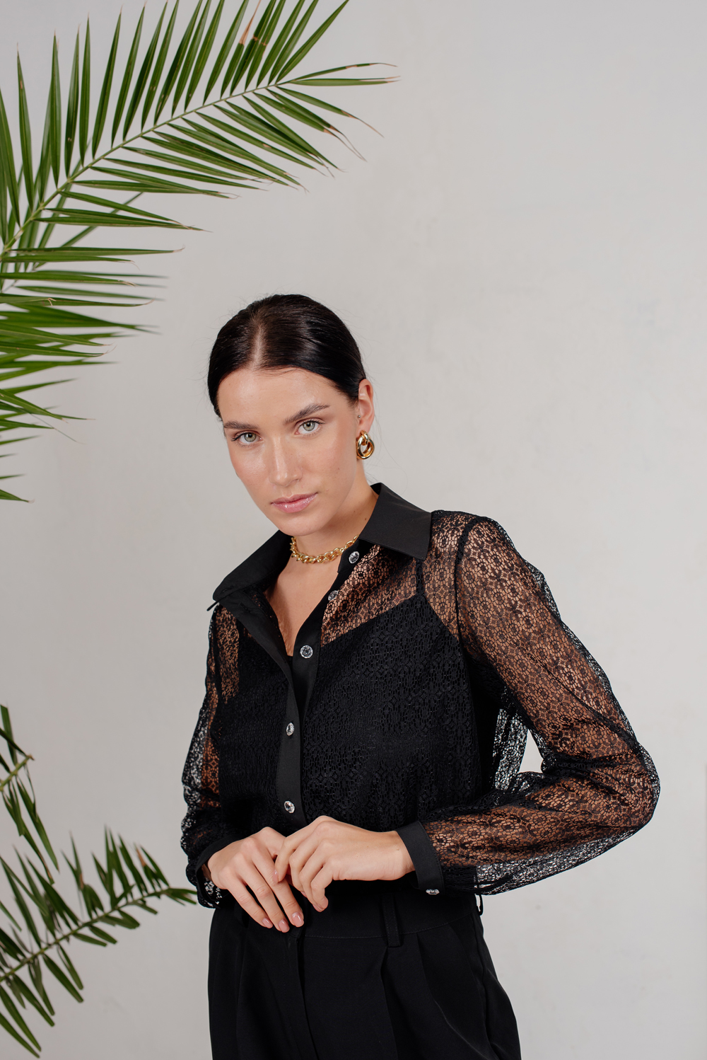 Black lace blouse with top