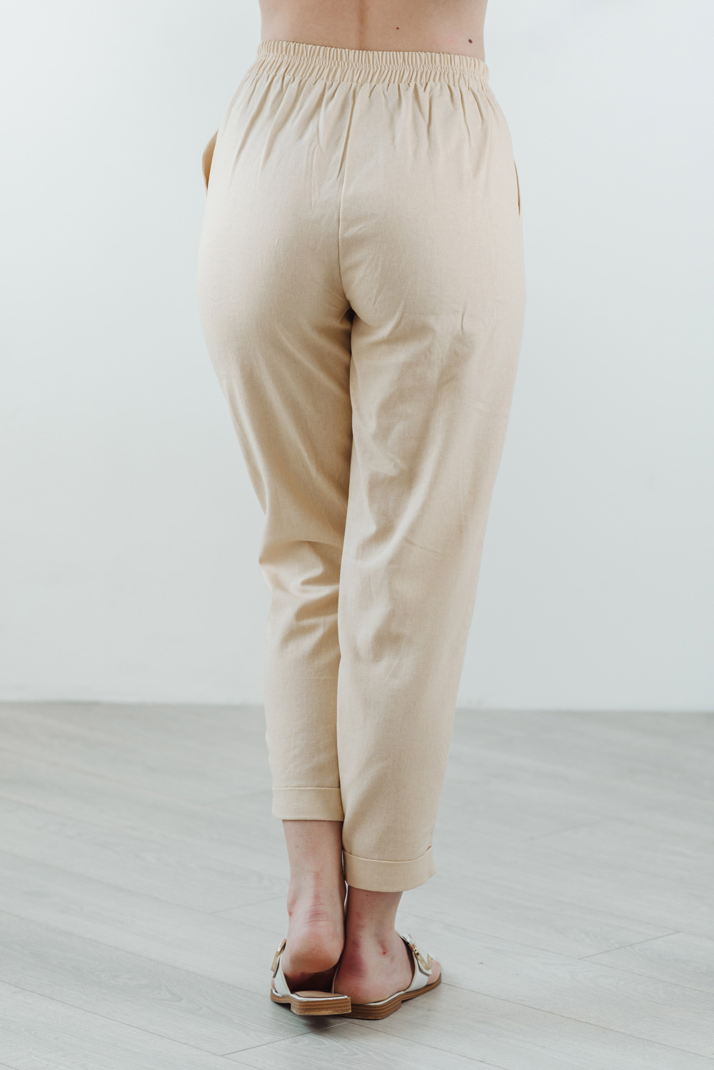 Linen pants with elastic band