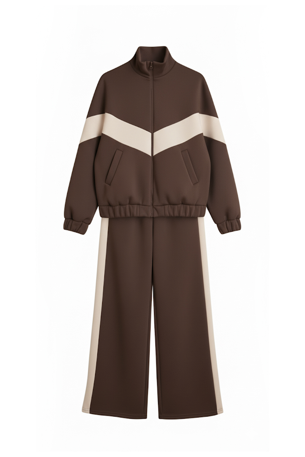 Chocolate walking suit with stripes
