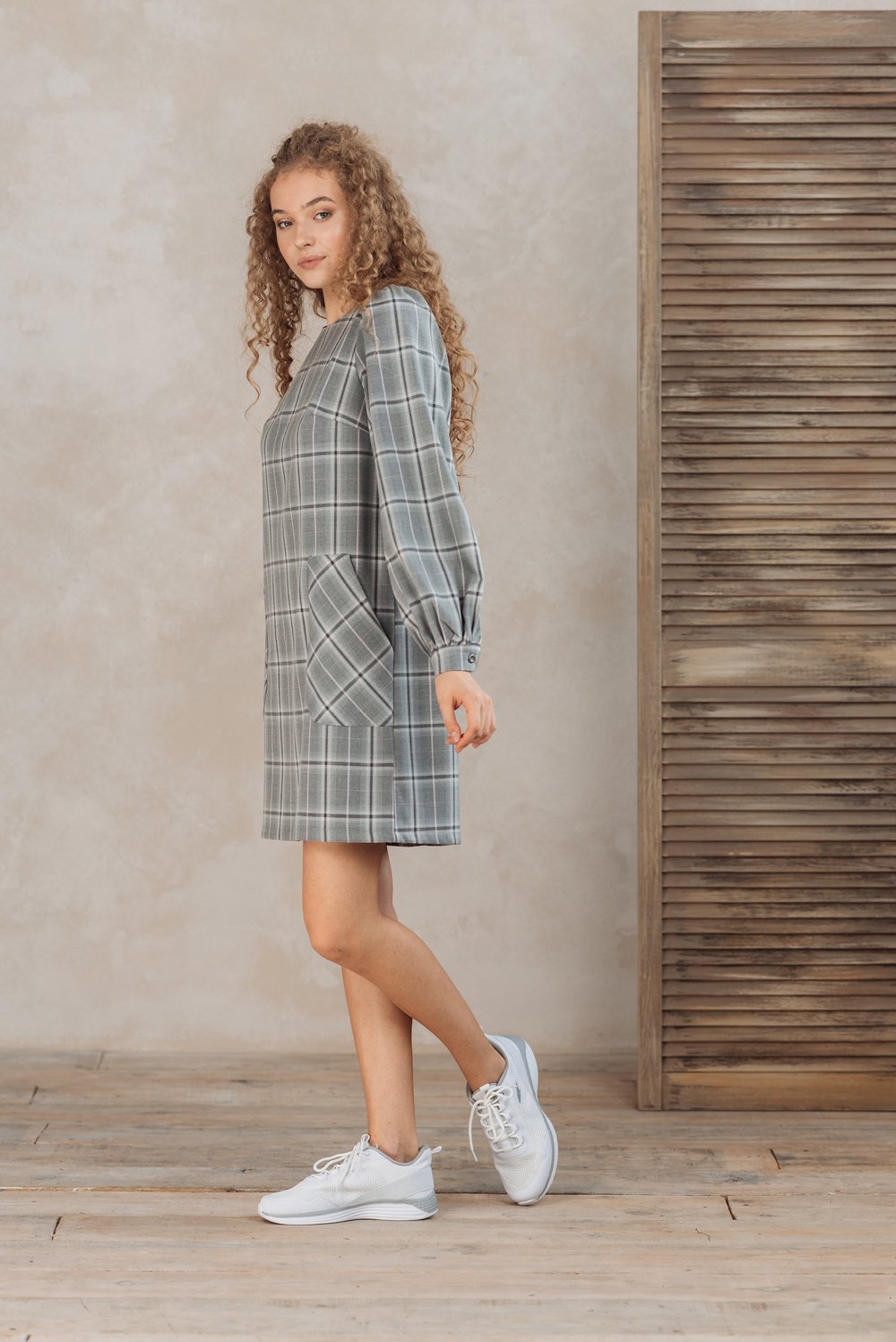 Checkered dress with pockets