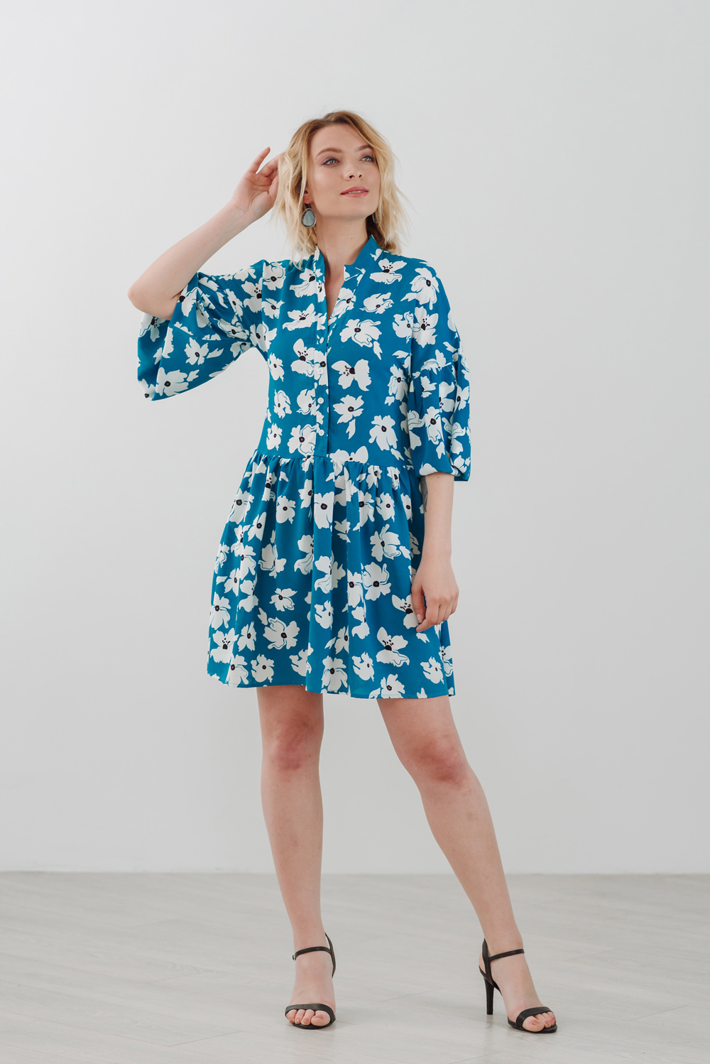 Short Floral Jade Dress