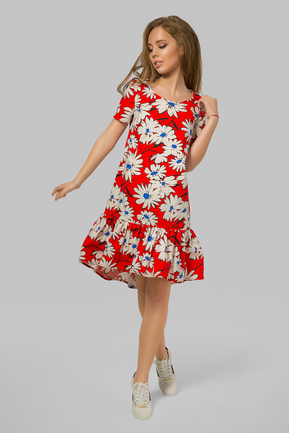 Floral print dress in red