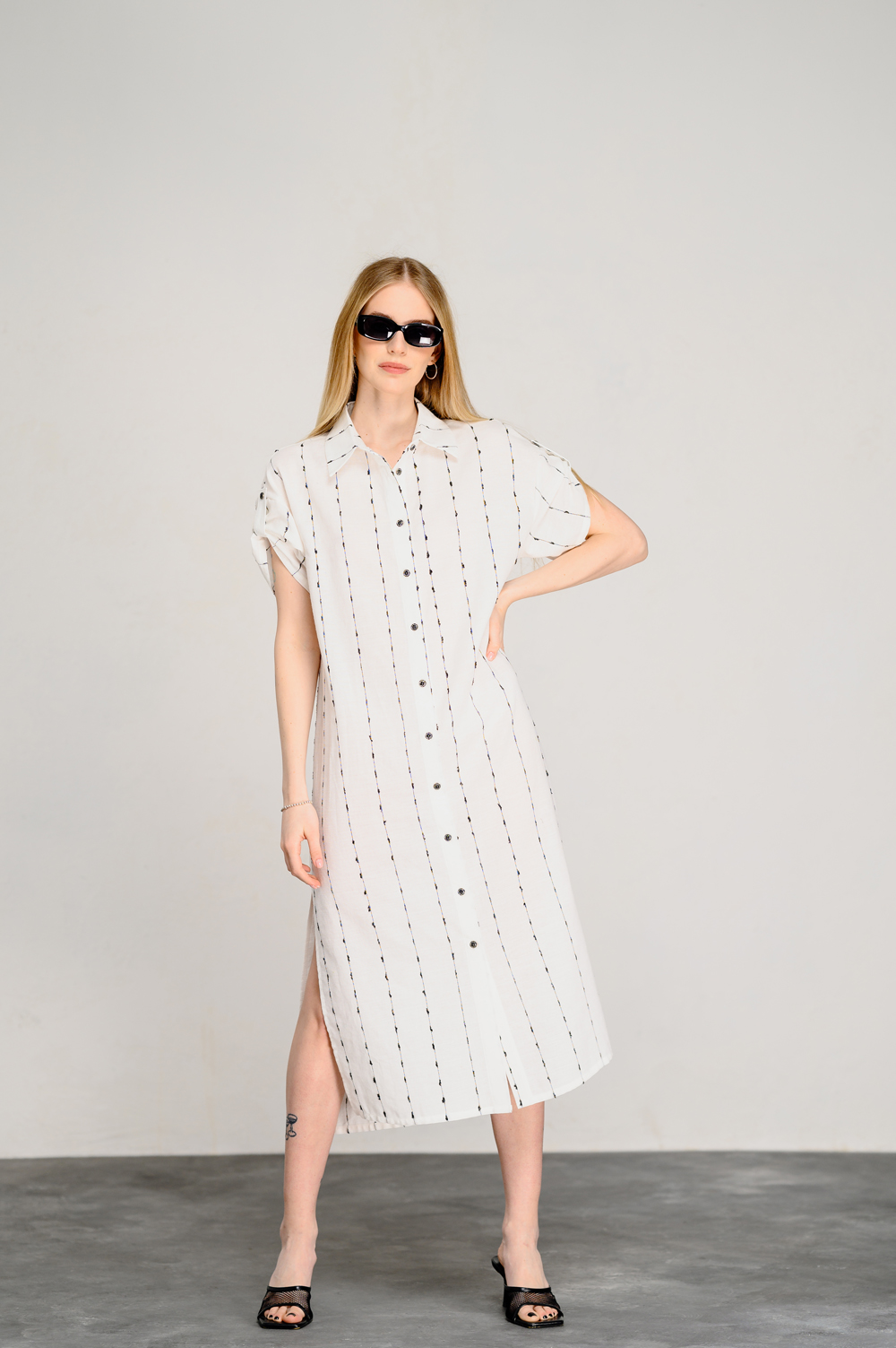 White shift dress